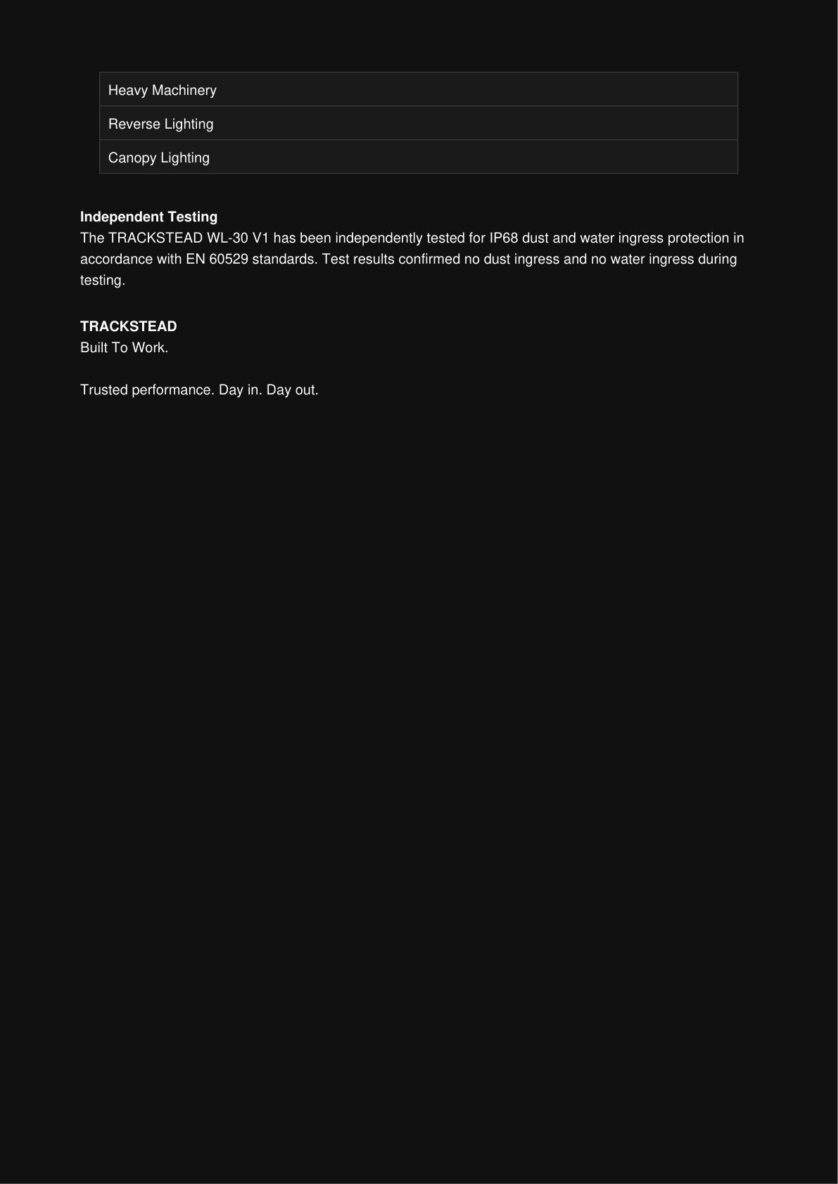TRACKSTEAD WL-30 V1 specification sheet page 3
